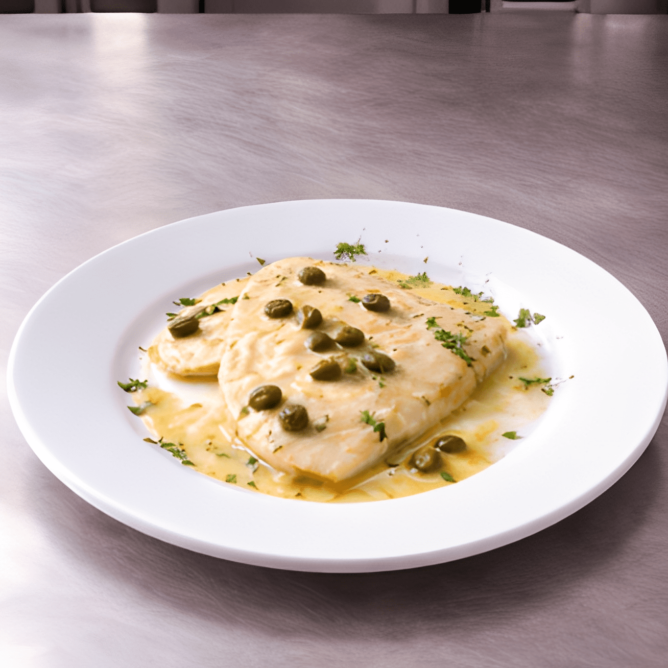 Fish fillets in lemon caper sauce